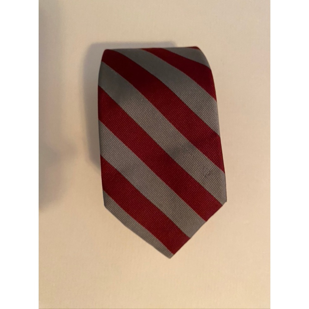 Stonehenge Mens Silk Necktie Red Grey Diagonal Striped Classic Business Tie